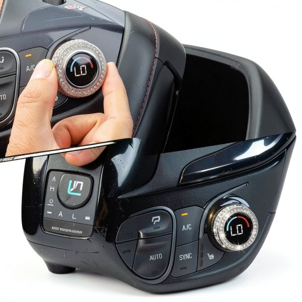 TOMALL Bling AC Knob Cover Zinc Alloy Crystal Design Car-4