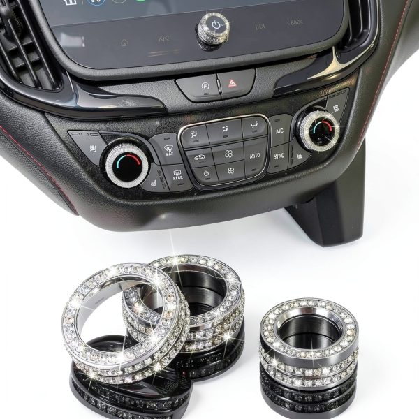 TOMALL Bling AC Knob Cover Zinc Alloy Crystal Design Car-0
