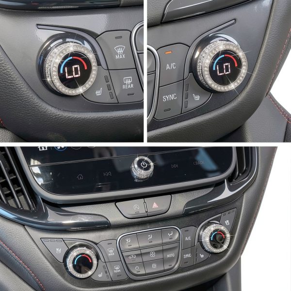 TOMALL Bling AC Knob Cover Zinc Alloy Crystal Design Car-5