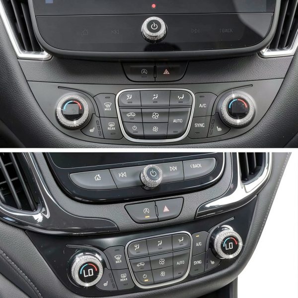 TOMALL Bling AC Knob Cover Zinc Alloy Crystal Design Car-3