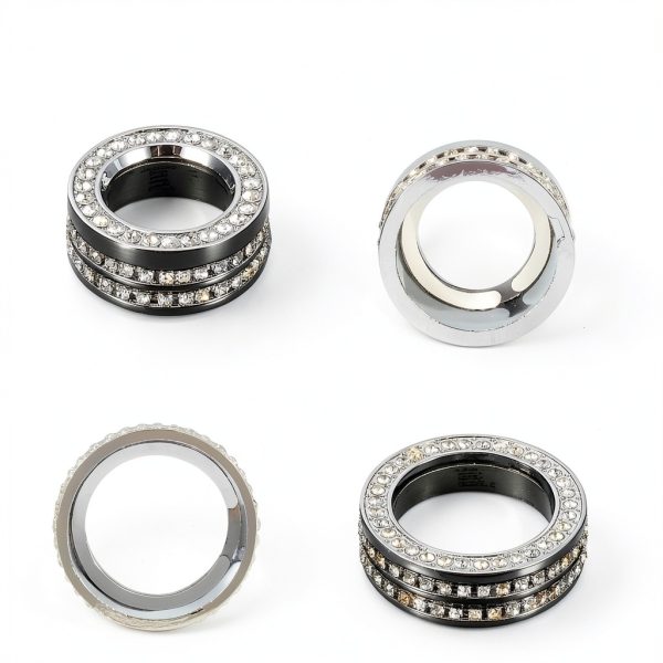TOMALL Bling AC Knob Cover Zinc Alloy Crystal Design Car-1