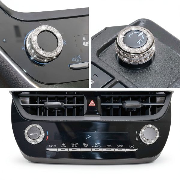 TOMALL Car AC Knob Cover Zinc Alloy Rhinestone Toyota-5