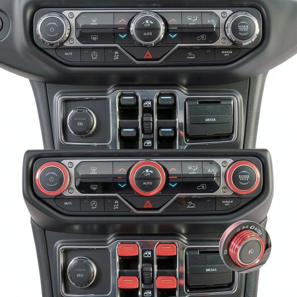 Hoqqf Jeep AC Knob Covers Metal Anti Slip Easy Install-5