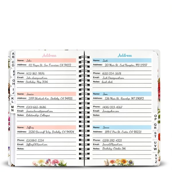 Ceiba Tree Floral Address Book Hardcover Spiral Notebook with Tabs-4