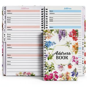 Ceiba Tree Floral Address Book Hardcover Spiral Notebook with Tabs-0