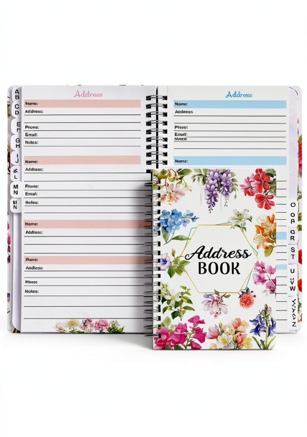 Ceiba Tree Floral Address Book Hardcover Spiral Notebook with Tabs-0