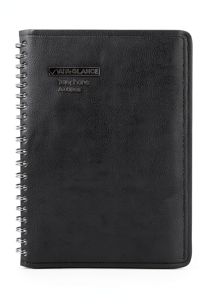 Black vinyl address book with faux leather cover