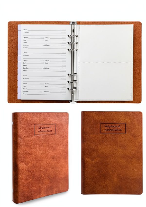 Happyaokeland Brown PU Leather Address Book-6