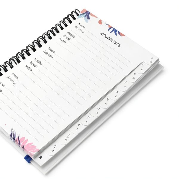 JUBTIC A5 Floral Address Book with Metal Cover, Ruled Pages,-4