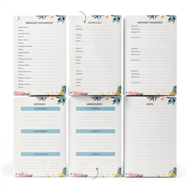 JUBTIC A5 Floral Address Book with Metal Cover, Ruled Pages,-3