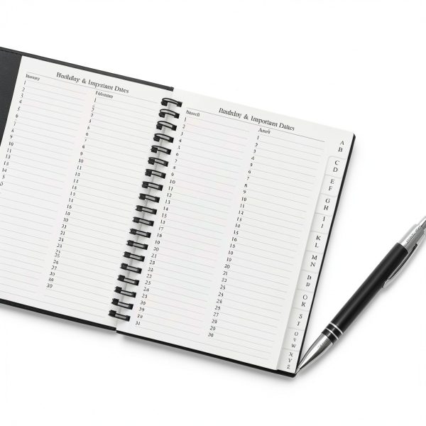 Nokingo Address Book 5x7 Metal Black Telephone & Birthday Organizer-2