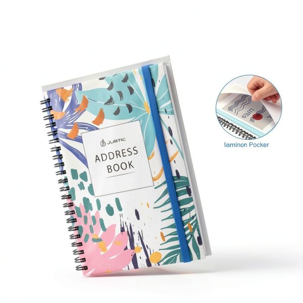 JUBTIC A5 Floral Address Book with Metal Cover, Ruled Pages,-1