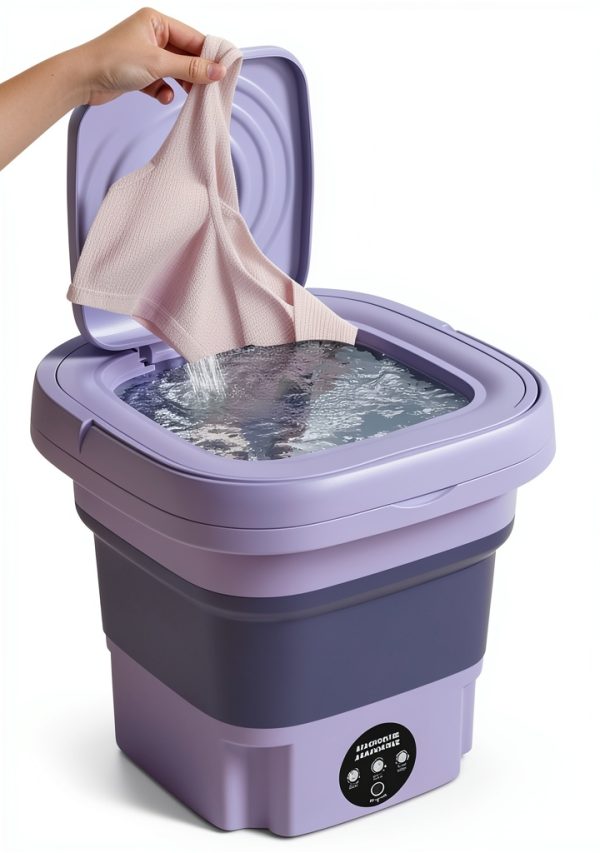 Portable 8L Mini Washing Machine Generic Foldable Design Purple-0