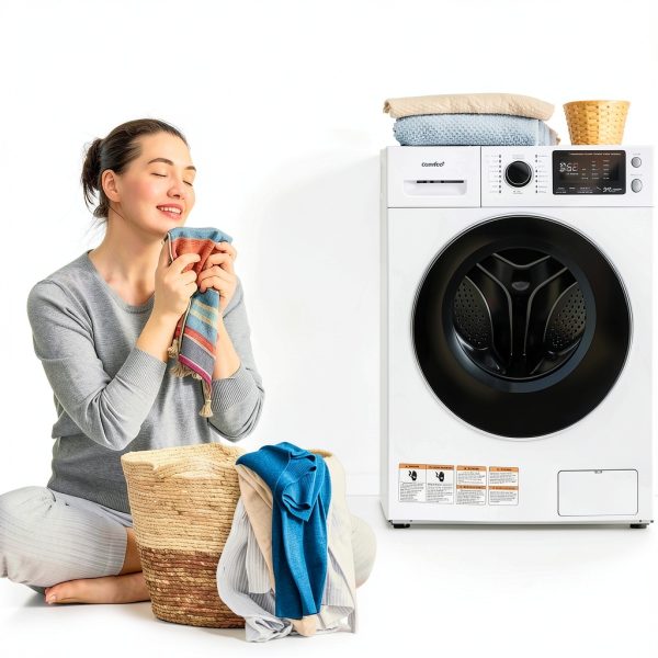 COMFEE’ 24" Washer and Dryer Combo 2.7 cu.ft 26lbs Washing Machine Steam Care, Overnight Dry, No Shaking Front Load Full-Automatic Machine, Dorm White-8